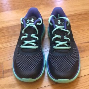 Under armour sneakers, grey, purple and mint green